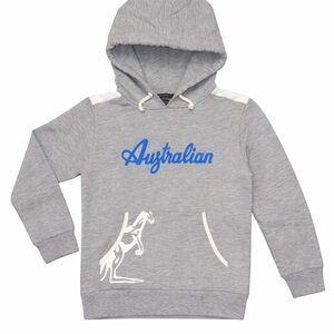 Australian Kids Hoodie Size 6Y Gray Kangaroo Logo Sweatshirt Cotton Blend